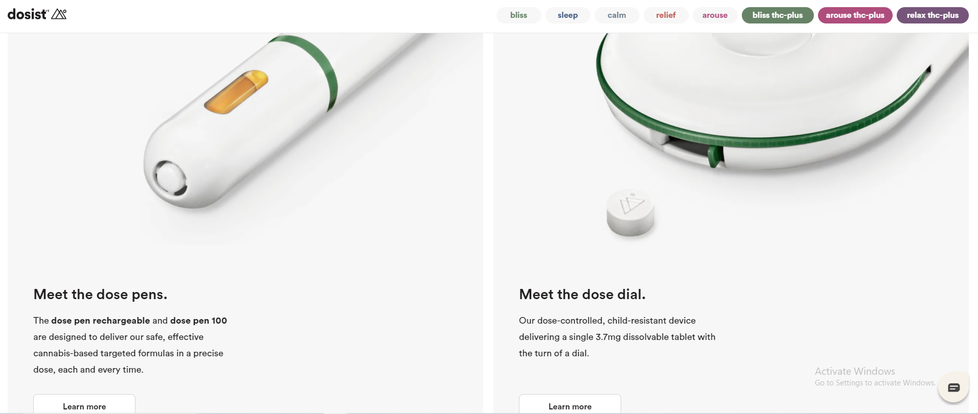 Screenshot of closeup product images on Dosist.ca
